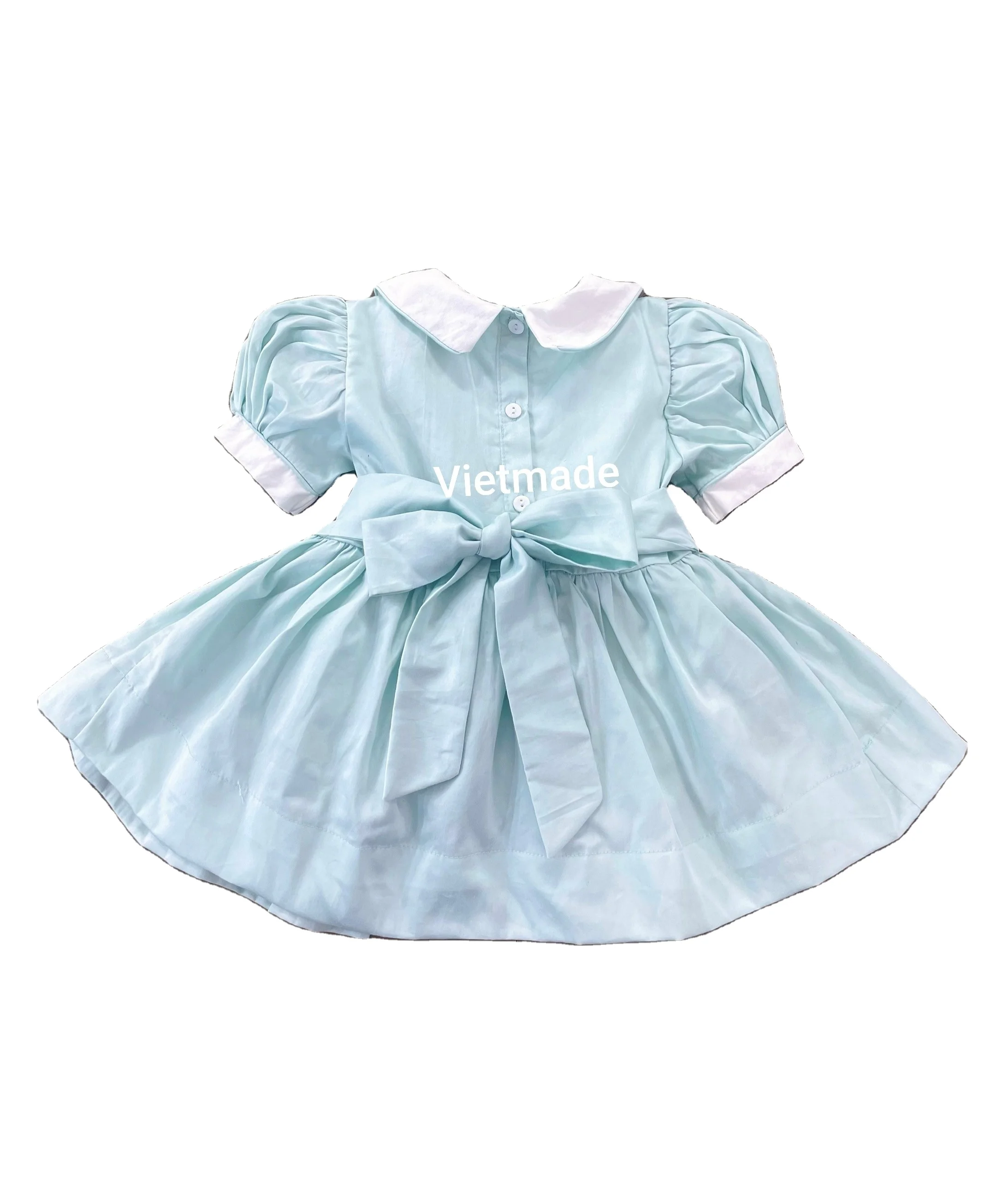 2024 Trend Blue Smocking Little Girls Clothings Set Wholesale Smocked Baby Clothing Cute Girl Clothes ODM OEM