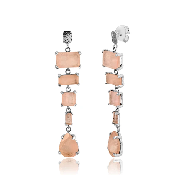 fashion new design emerald quartz earrings 925 sterling silver gemstone drop earring jewelry for women