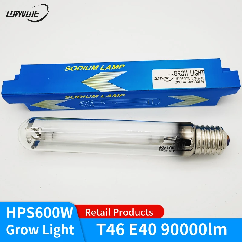 Long life high light flux promotes plant growth light HPS600W T46 E40 90000LM plant sodium lamp