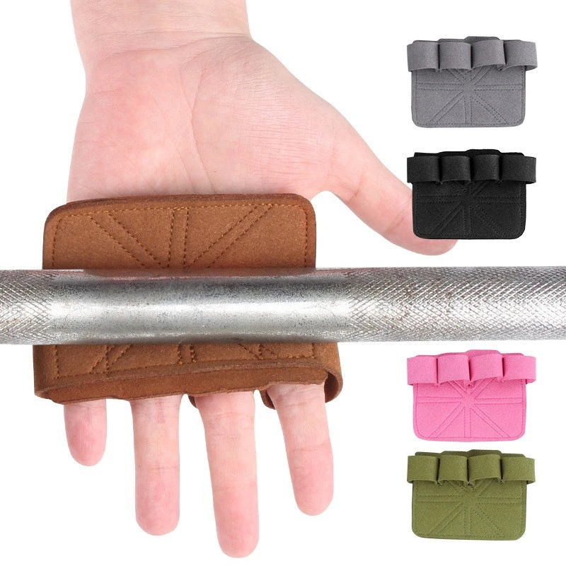 Customizable 4-Finger Gym Workout Fitness Grip Half Palm Leather Protection for Weight Lifting Hand Grips