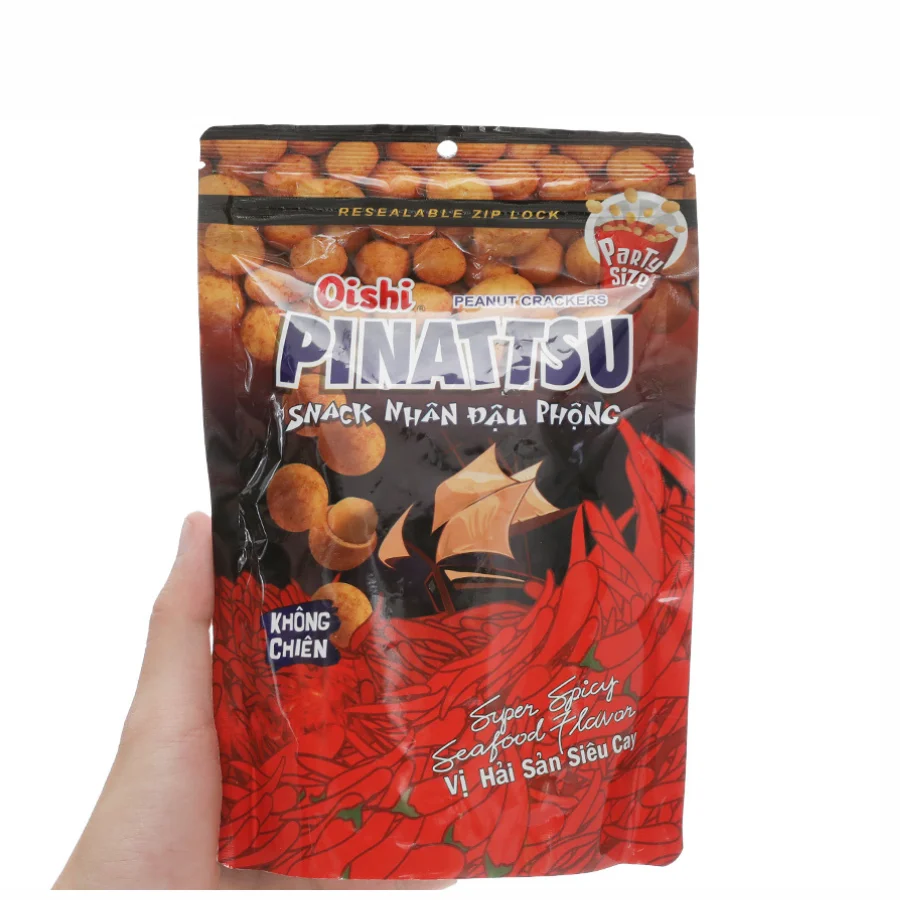 Пинатцу супер острые закуски из морепродуктов арахисовые 30 г x 100 экзотические жареные сладкие полумягкая упаковка