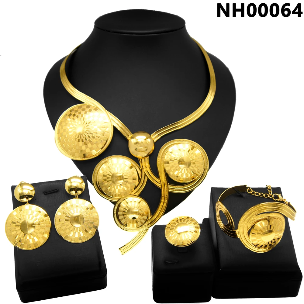 Zhuerrui High Quality Bridal Wedding Jewelry Set 18 k Neckless Jewelri Fashion Sets Brazilian Gold Jewelry Wholesale NH00064