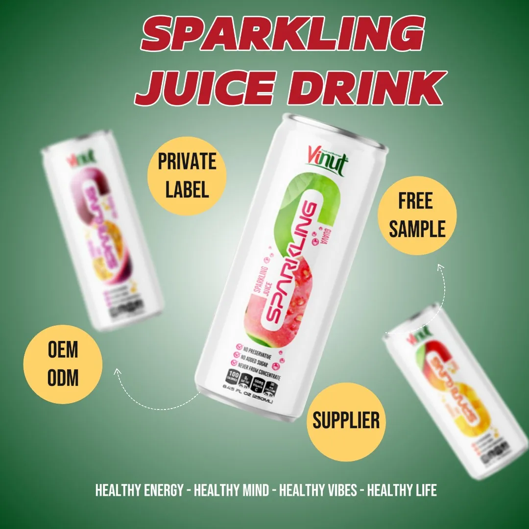 Wholesale Supplier Sparkling Juice Drink w Watermelon, Mango, Passion| 250ml (Pack of 24) VINUT, Free Sample, OEM ODM