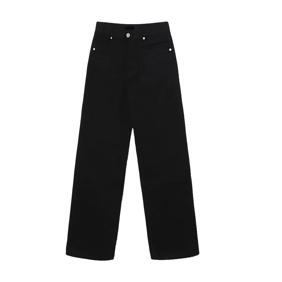 Women Hip Hop Style Most Fashionable Black Wide Flare Leg Washed Denim Pants For Stylish Uses In Wholesale Rates