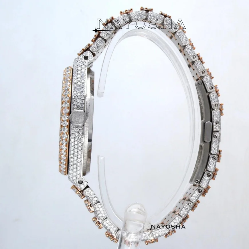 Dazzling Mens Jewelry With Attractive Stainless Steel Material With Moissanite Diamonds Fully Iced Out Watch Designed For Men