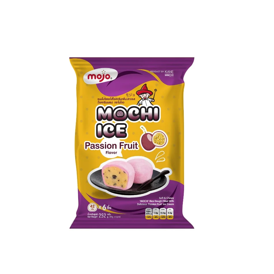 Finest Grade And Quality Product Of Vegan Round Ball Grain Milk MOJO Mochi Ice Cream Passion Fruit From Thailand