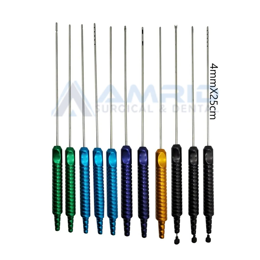 Набор канюлей для липосакции алюминиевая ручка титановая канюля новый стиль инструменты пластической хирургии AMRID хирургические