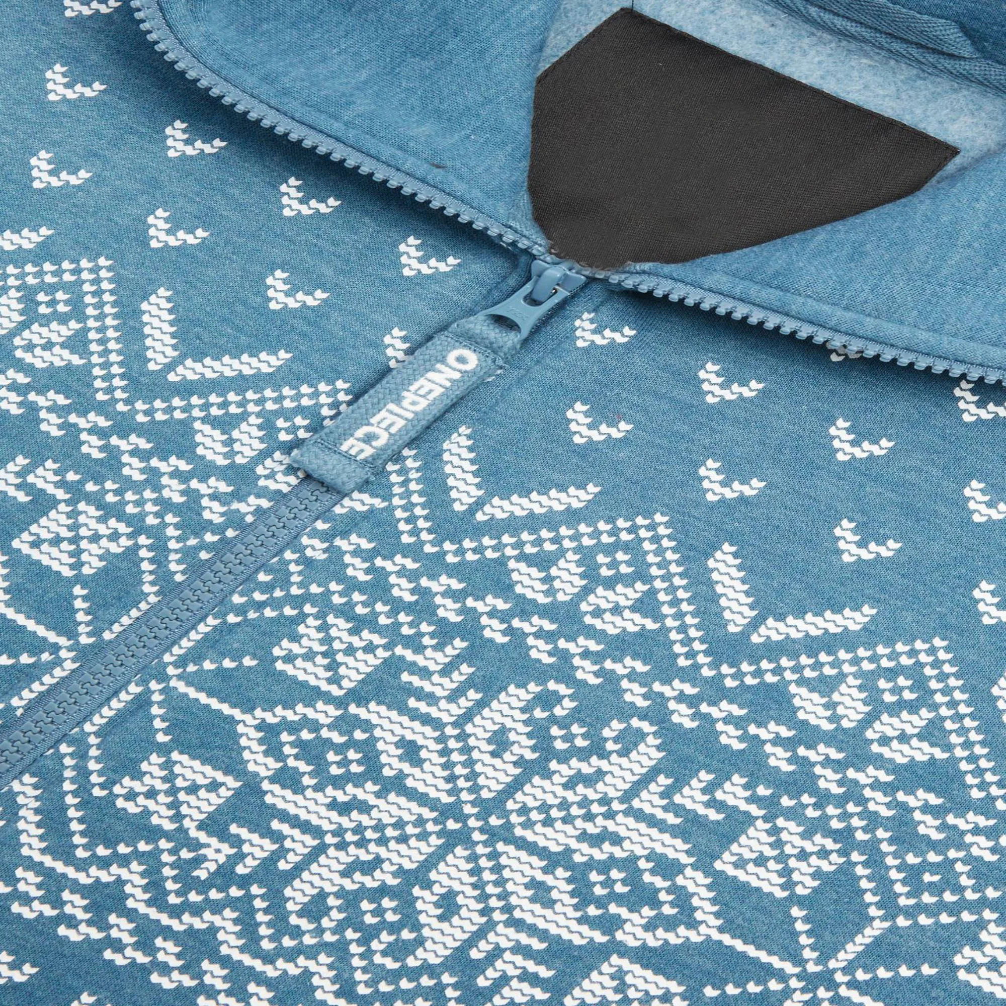 Print Detail and Embroidered Logo 50% Polyester 50% Cotton Side Pockets with Zipper Closure Unisex Faded Blue Alpine Jumpsuit