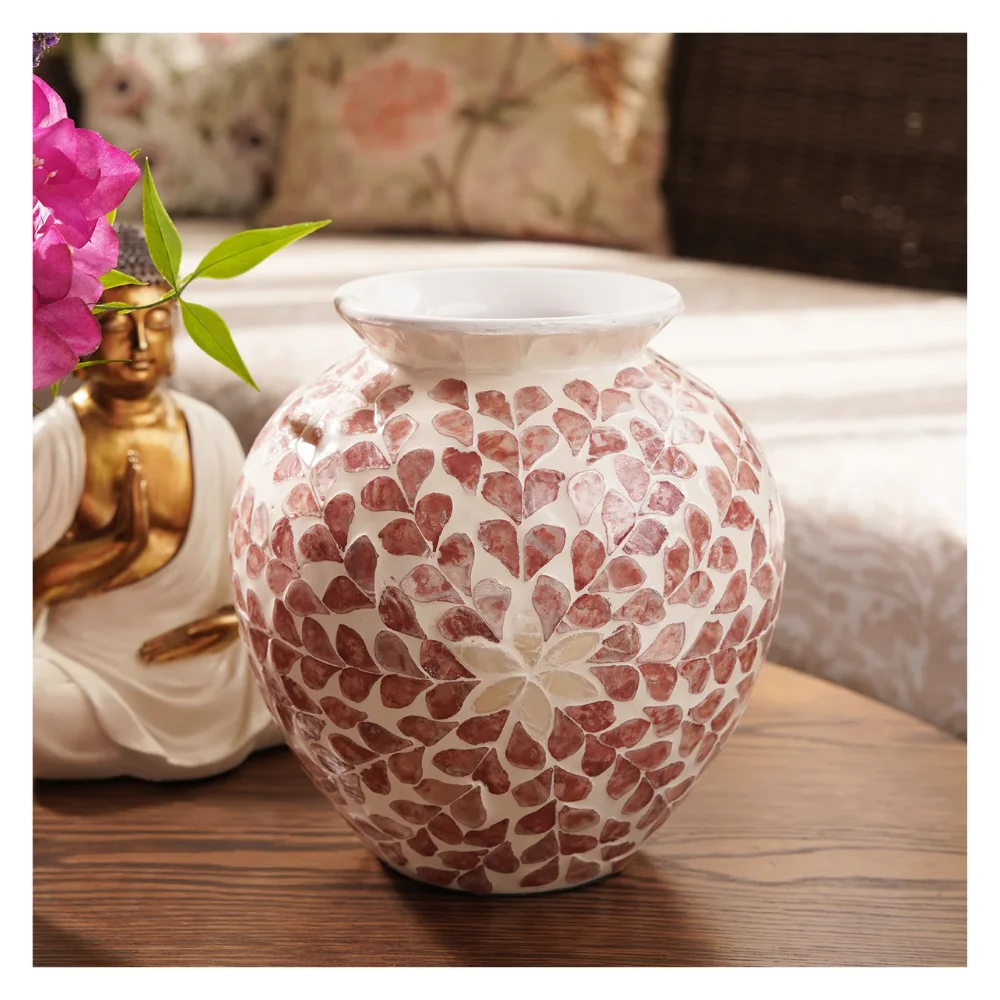 Best selling eye-catching luxury handmade vases for living room mother of pearl ceramic vase flower vase home decor from Vietnam