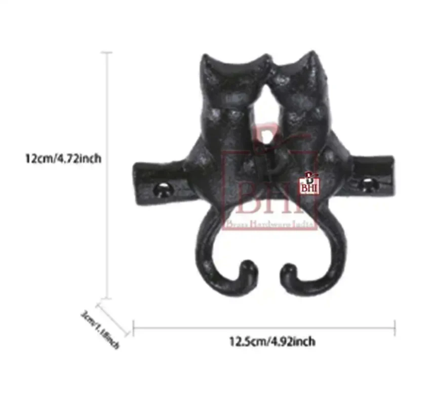 Coat Hook Cat Tails Retro Cast Iron Key Bag Towel Hat Hanger Hook Organizer Rack 2 (100x65mm)