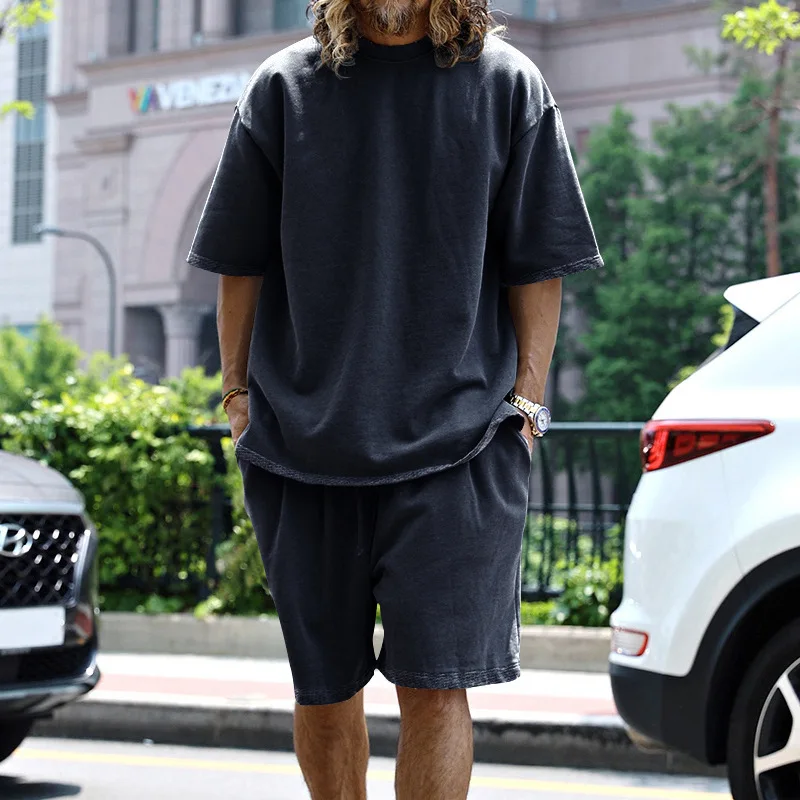 CUSTOM SUMMER 2 pc short set men casual set of shorts and shirt for men custom logo loungewear men shirt and short with printing