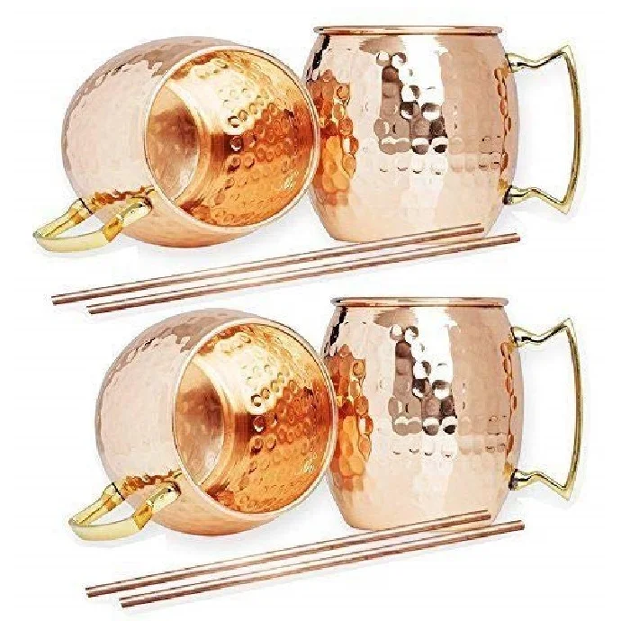 Pure Copper Latest Moscow Mule Mugs Hot Selling Enjoy  Beer  Party Copper Mugs Set Exclusive Embossed Handicraft Product