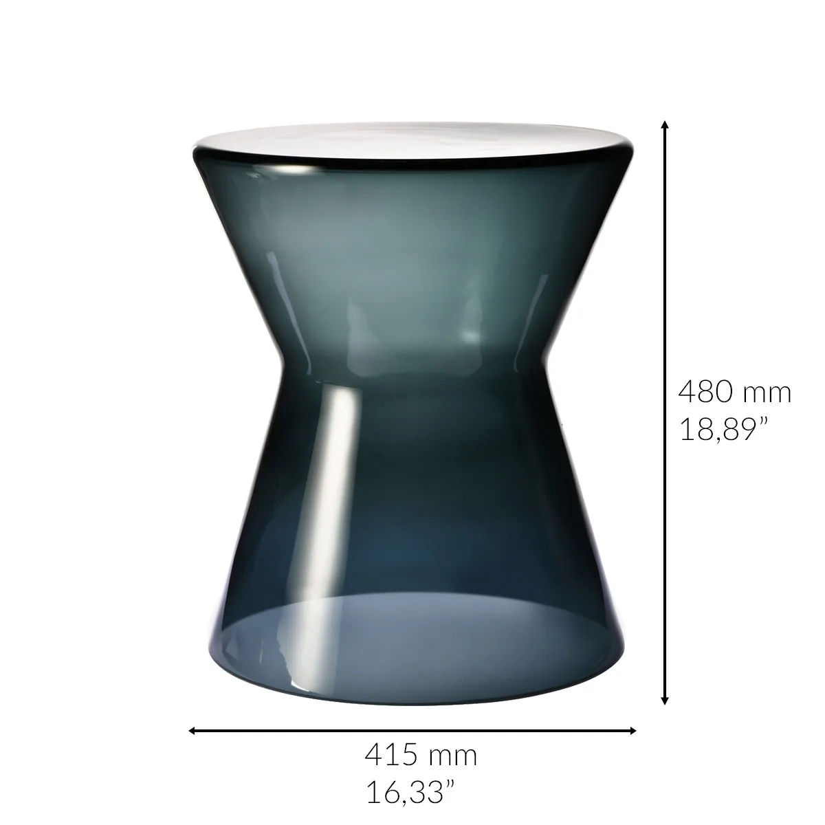 QUEEN Chess Piece-Inspired Slate Blue Glass Table 48 cm 18.9 in