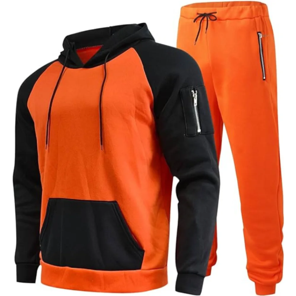 Multicolor High Quality 100% Cotton Heavy GSM Breathable Comfortable Winter Season 2 Pieces Custom Logo Men Tracksuit