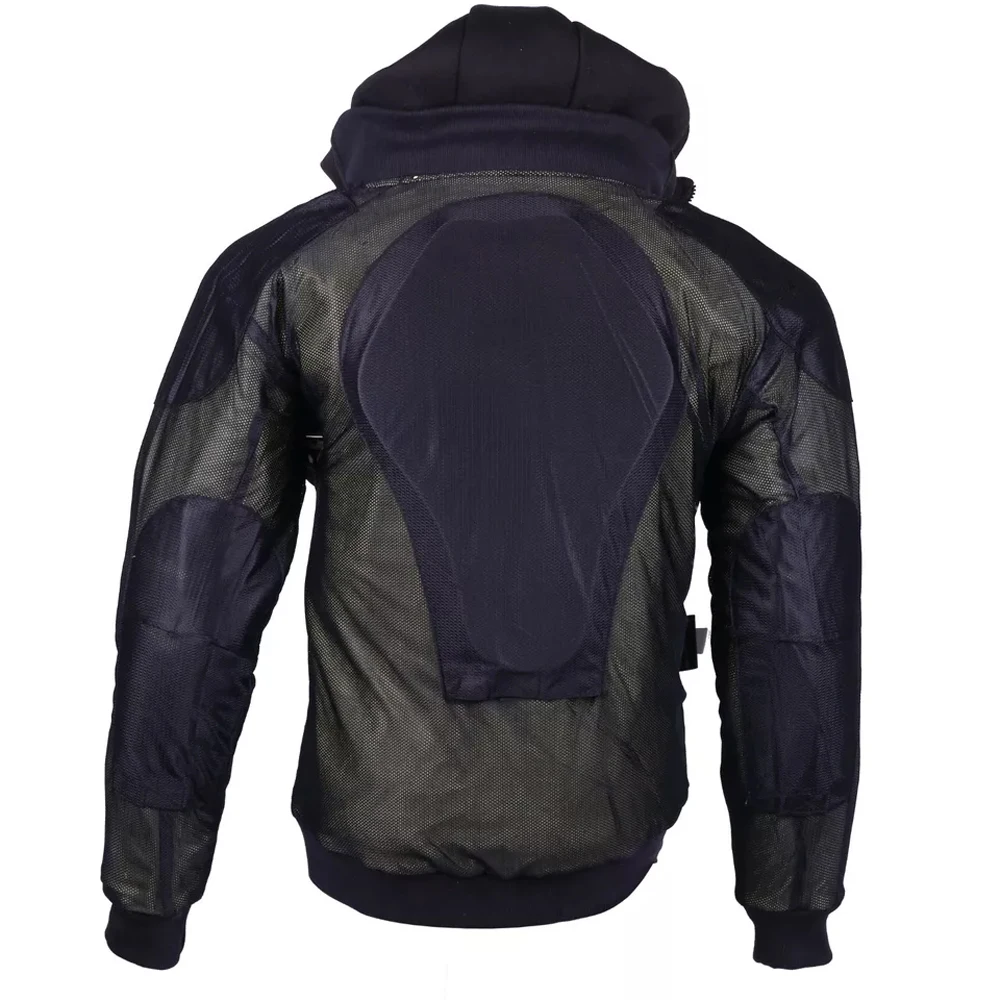 Motorbike Aramid Lined Hoodie Removable CE Approved Armor Shoulders Elbows Back Protection Hoodies