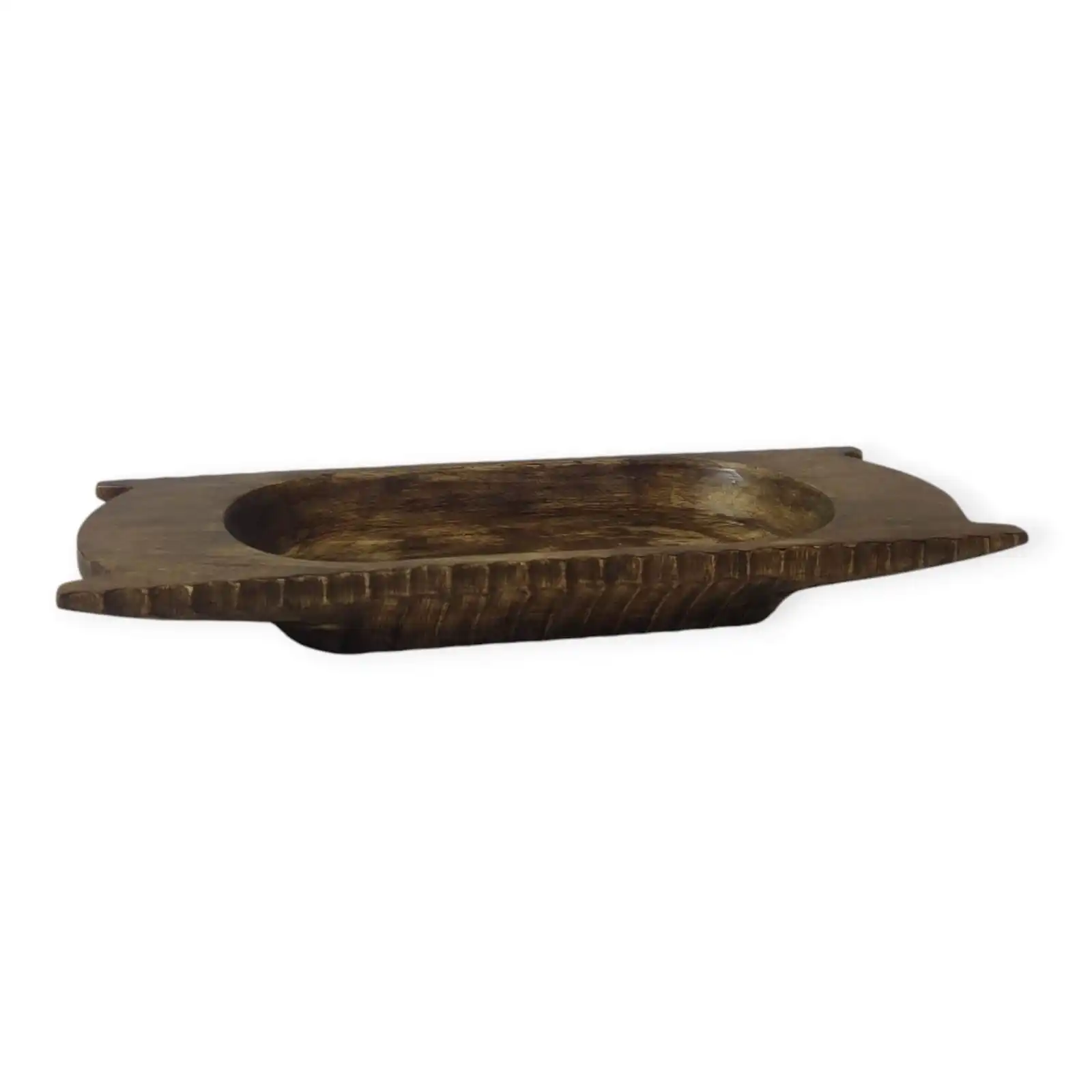 Hand-crafted Textured Natural Wooden Euro Style Solid Wood Trencher High Quality Candle Dough Bowl Table Centerpiece Home Decor