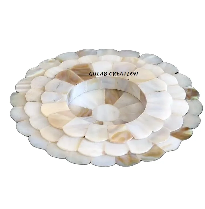 High Quality Arabic Cups Serving Plates New Design Mother of Pearl Tea & Coffee Platter round Coasters Ramadan Gifts Set Mat/Pad