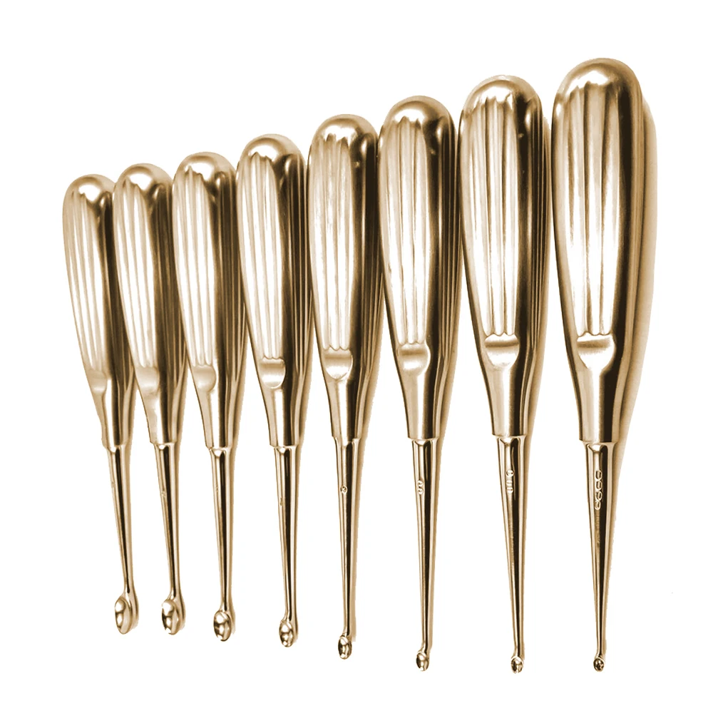 Elegant Looking Spinal Tool Bone Curette Set Rose Gold Coated Metal Steel 8 Pcs Volkmann Bone Curette Sharp Spoon Bone Curette