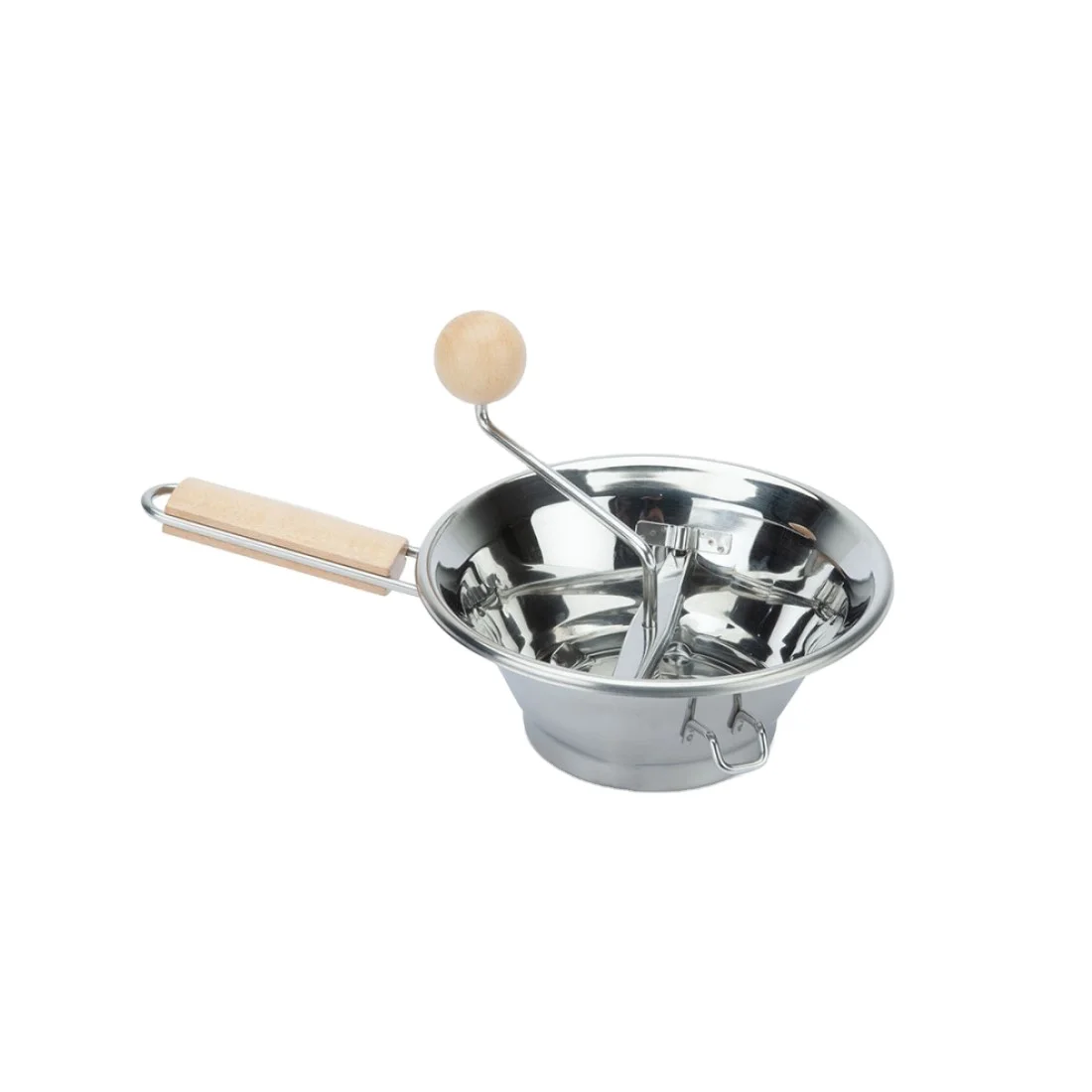 2 Supports Vegetable Mill Food Grinder Utensils Italian Item Wood Handle Stainless Steel New Cook Sauce Soup Garlic Ice 3 Discs