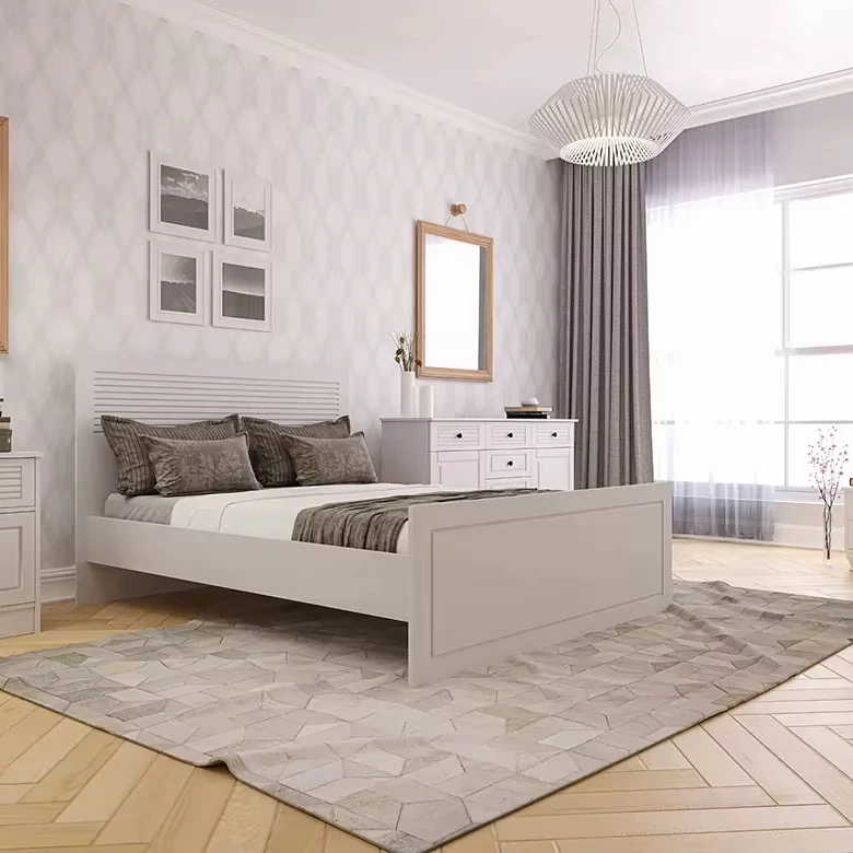 Wholesale Luxury Modern Style Bedroom Furniture Set Double Size Wooden Bed with Wardrobe for Hotels Made in Turkiye