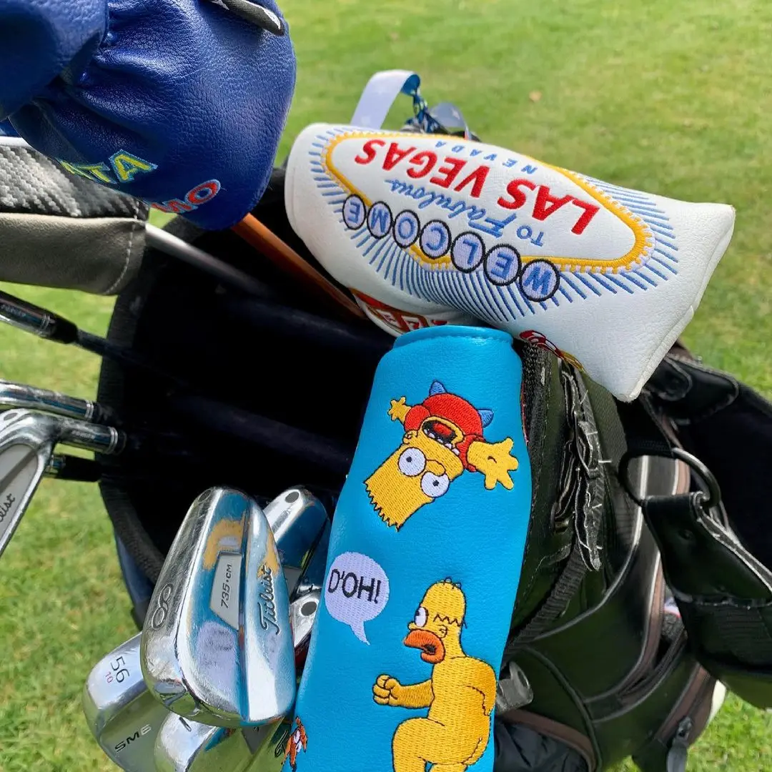 Premium High Quality Gradient PU Leather Golf Putter Cover Headcovers and Clubs Protector Animal Black Golf Driver Cover