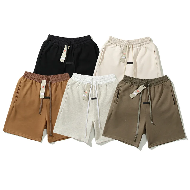 22ss High Street Bieber FOG Double Thread Flocked Letter Sweatpants Couple Hip Hop Loose Drawstring Shorts