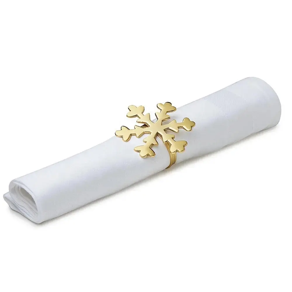 Snowflake Design Brass Gold Finished Napkin Ring For Wedding Dinner Parties Tabletop Decor Handmade Napkin Holder