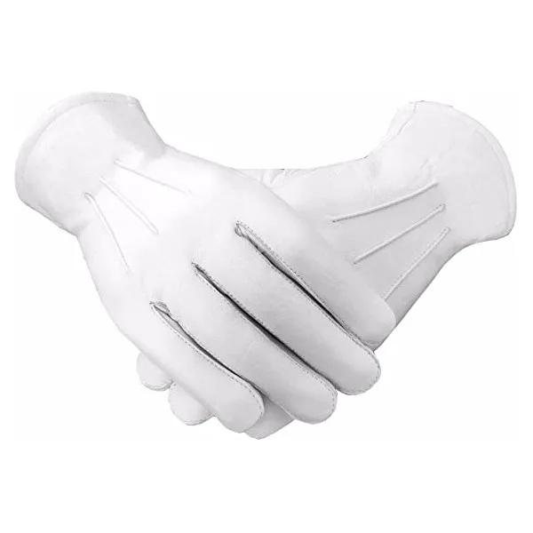 Amazon top sale White Cotton Gloves Embroidered Logo Freemason Breathable and Comfortable Masonic Gloves for Sale