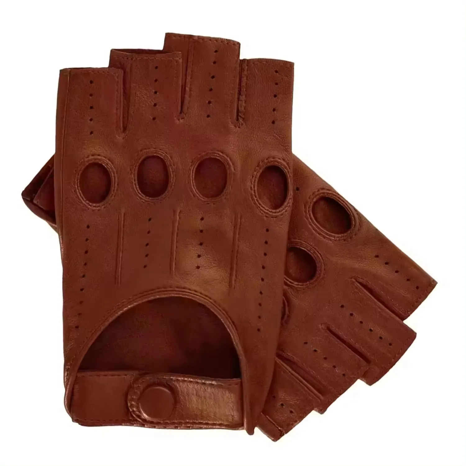 Unisex Half Finger Driving Gloves Genuine Cowhide Smooth Leather Breathable and Comfortable Premium Driving Gloves