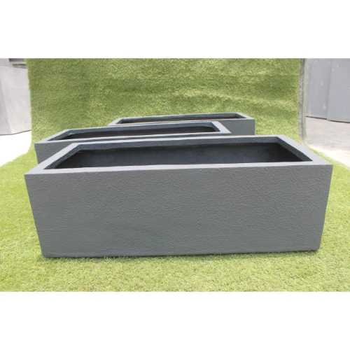 Fiberglass Granite Stone finish grey wholesale look Rectangular planter at home garden office hotel airport mall gardening kit