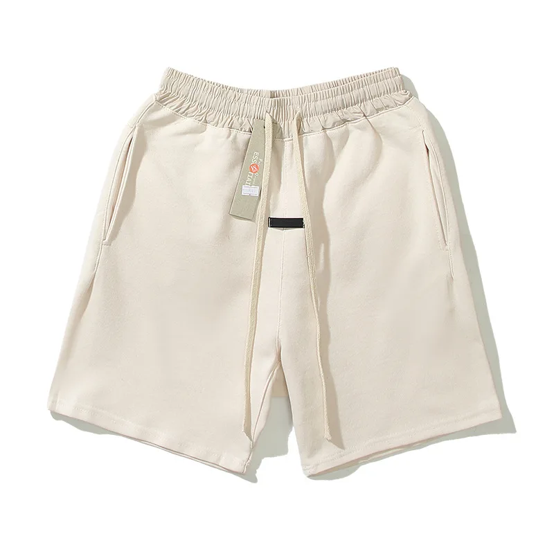 22ss High Street Bieber FOG Double Thread Flocked Letter Sweatpants Couple Hip Hop Loose Drawstring Shorts