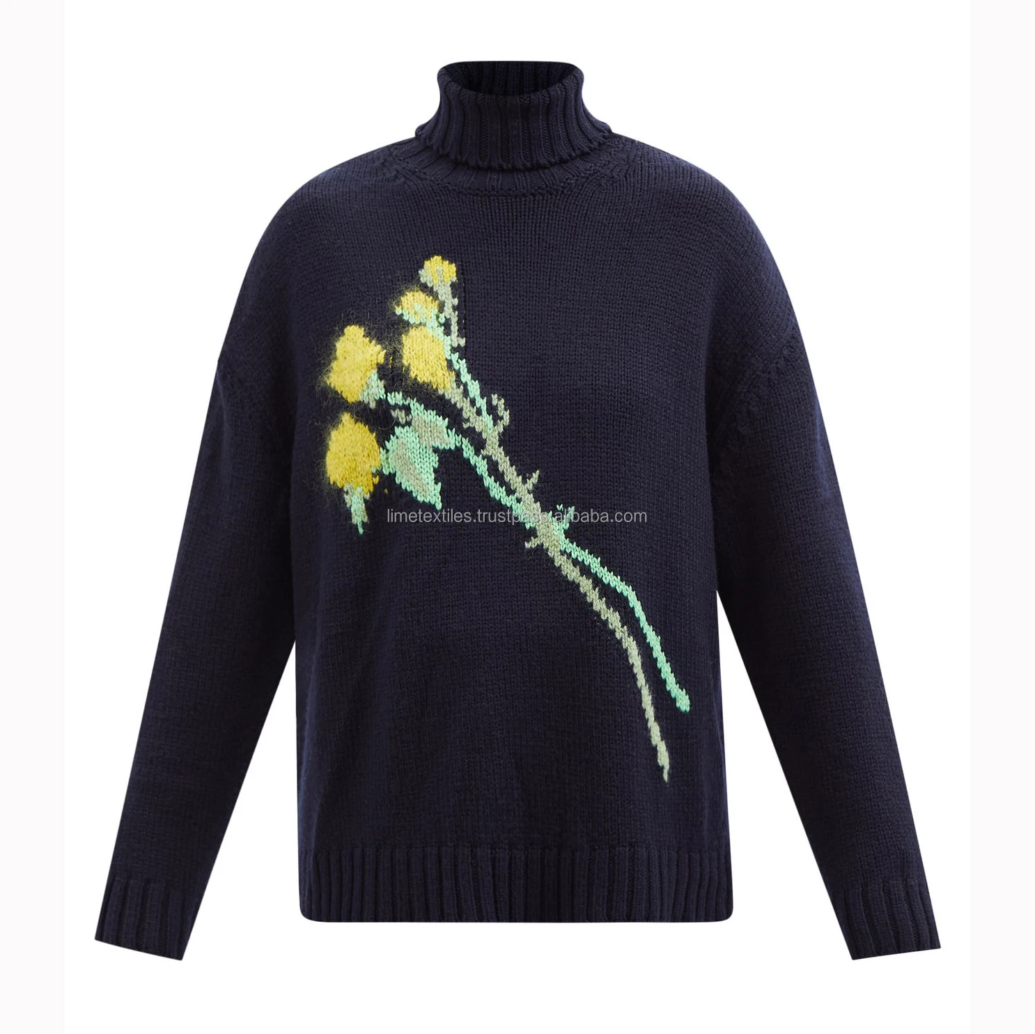 Wholesale Custom make jacquard pattern cotton cashmere knitted wool crewneck sweater men and women