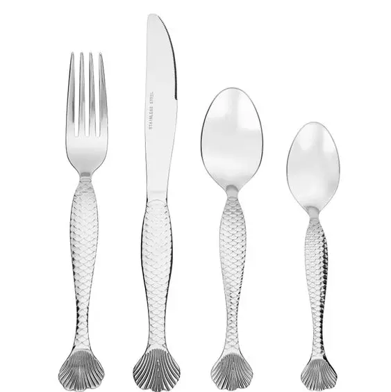 Made India Engraved Cutlery Set Silverware Silver And Gold Reusable Stainless Steel Classic Italian Flatware For Kitchen Supply
