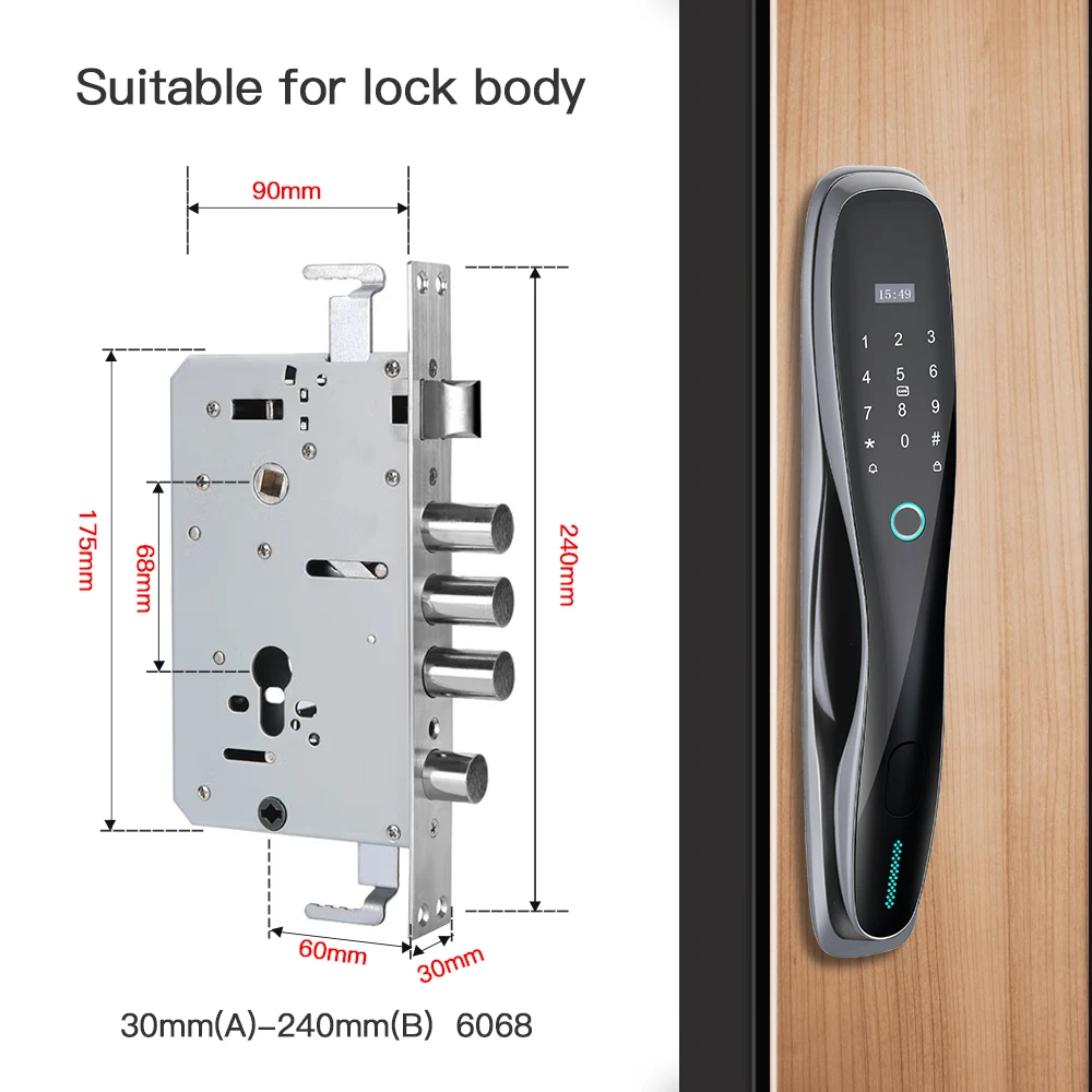 HIMOJO In Stock WiFi Tuya Smart Lock APP Access Electronic Biometric Fingerprint Digital Smart Door Lock for wooden doors