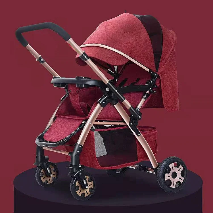 Прямая продажа с завода Регулируемая односторонняя автоматическая складная двухсторонняя компактная детская коляска