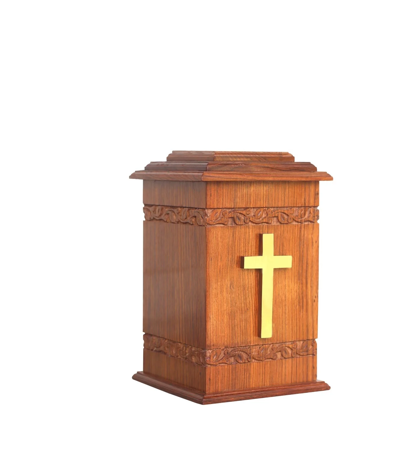 Rosewood Urn Box For Male and Female Brass Cross Urns For Adult Ashes Wood Cremation Urns Funeral