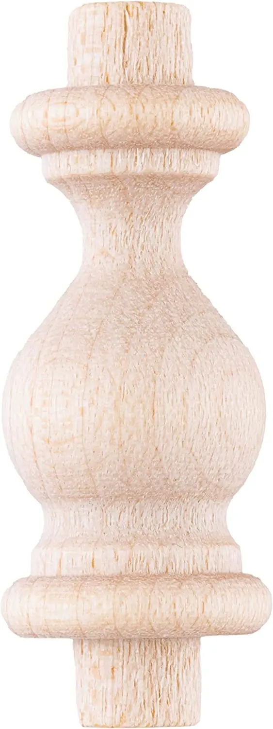 Turned Hardwood Spindles | Pack of 10 | Unfinished Wood Spindle, Unpainted Wooden Spindles for Crafts, Wooden Chair Supply