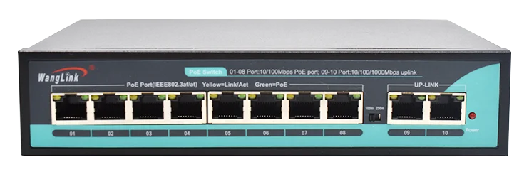 Сетевой коммутатор Wanglink poe для Dahua NVR 8-портовый IEEE802.3 af/at с 2 1 25G sfp слот 65W 96W Внутренний источник