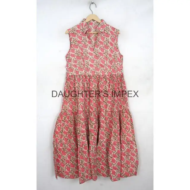 Floral Printed Indian Cotton Printed Dress Hand Block Printed Dress  Indian Tunics  Indian Cotton Long Gown