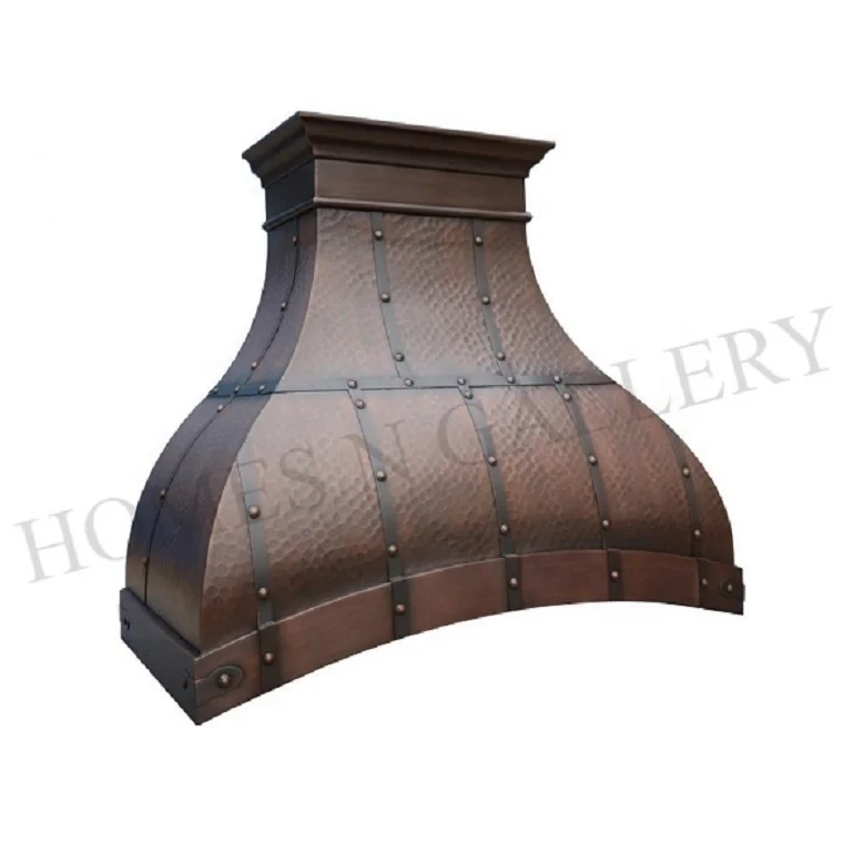 Kitchen Hammered wall mounted range hoods With Strip And Rivet Fire Place Range Hood Chimney Canopy manufactures for bulk Prices