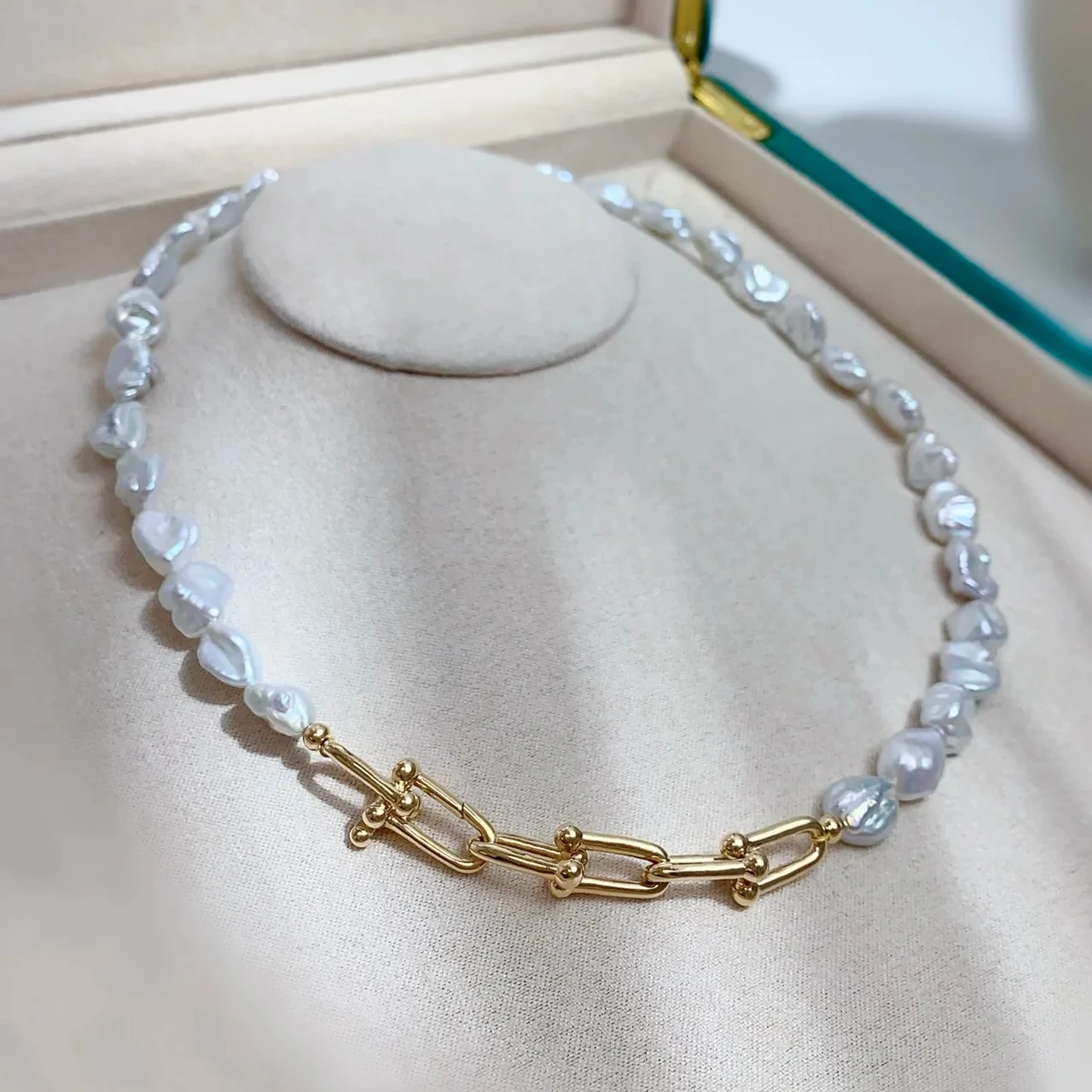 Lerca Luxury Fashion AU750 Pure Real 18K Gold Baroque Pearls Pendant Necklace Fine Jewelry Women Ladies Hand Made Chain Necklace