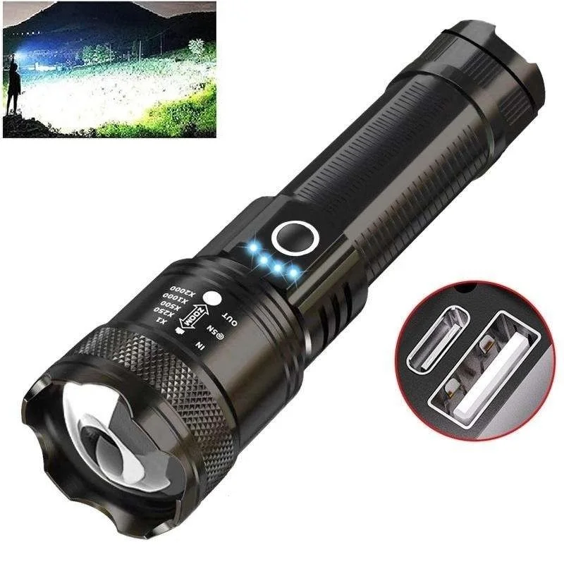 Zoom Torch Light linterna potente alta potencia USB long distance super bright Rechargeable Powerful LED Tactical Flashlight