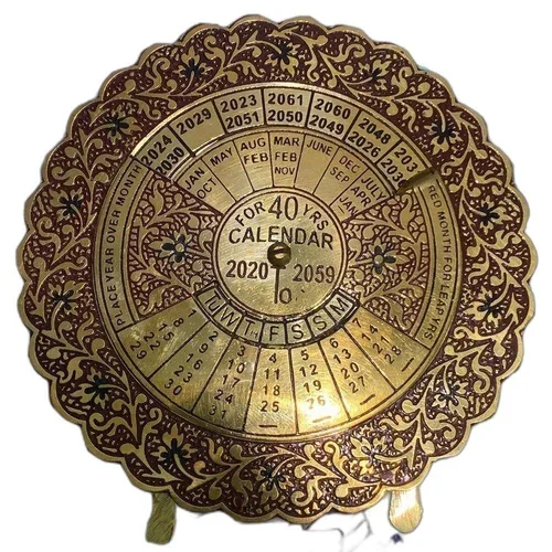 Silver plated Brass Calendar Keychain Key Ring Brass Keychain Elegant for Gift high premium Shiny Pocket Size in wholesale