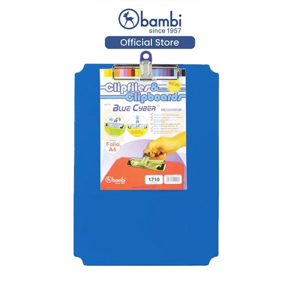 Bambi Office Stationery A4 Size 12cm PVC Plastic Clip Clipboard Folder with Hard Paper Material Product from Indonesia