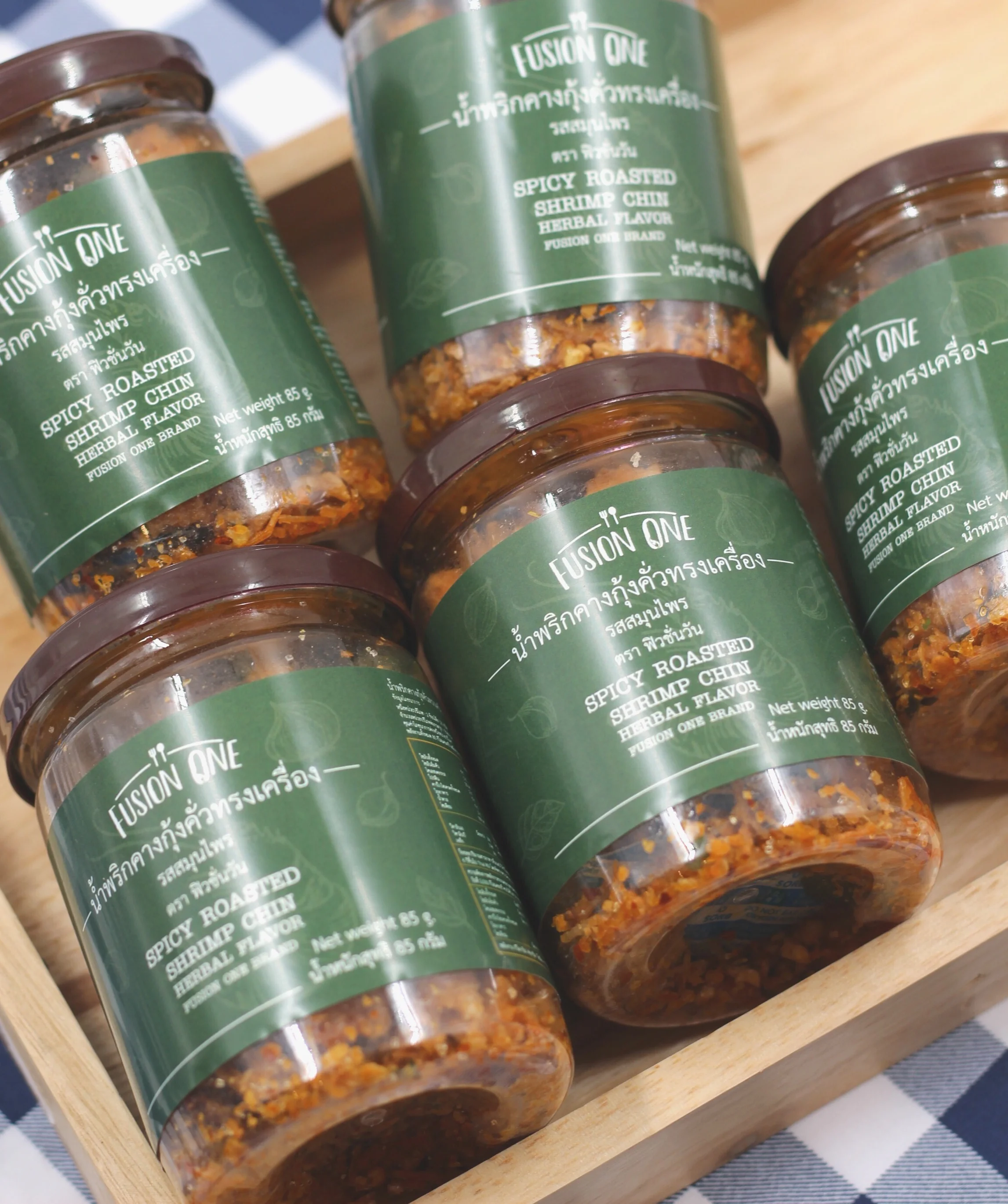 Spicy Roasted Shrimp Chin Herbal Flavor Thai Chili Paste Fusion One Brand 85g High Calcium and Protein for Quick but Tasty Meal