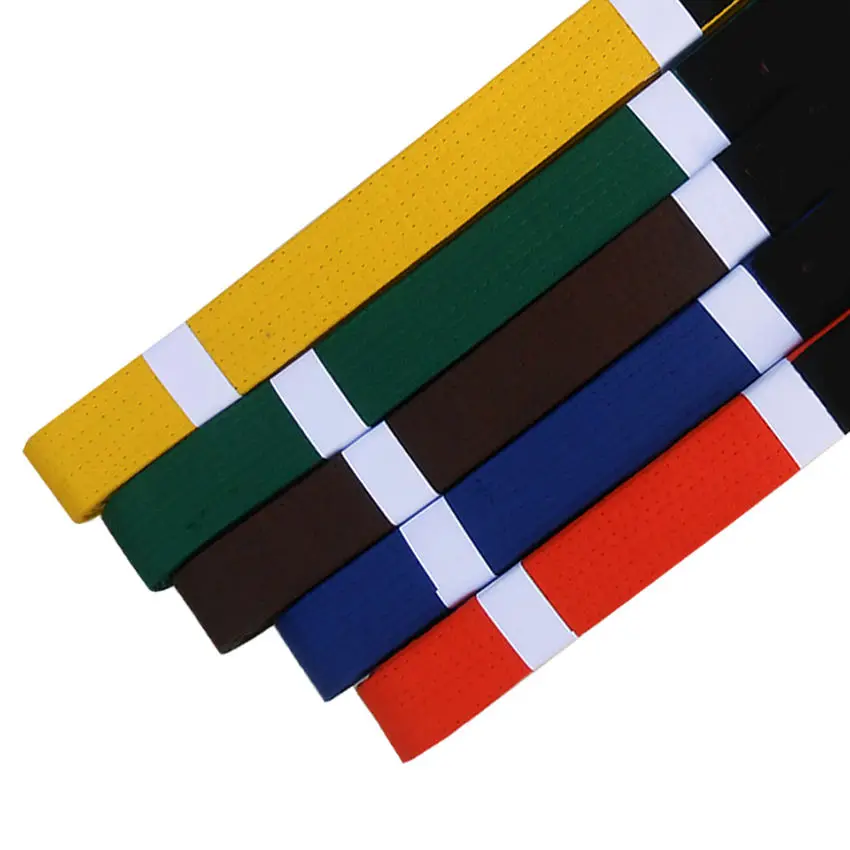 wholesale jiu jitsu belts nine stitching lines custom logos color stripe bjj judo karate taekwondo belts made in Pakistan