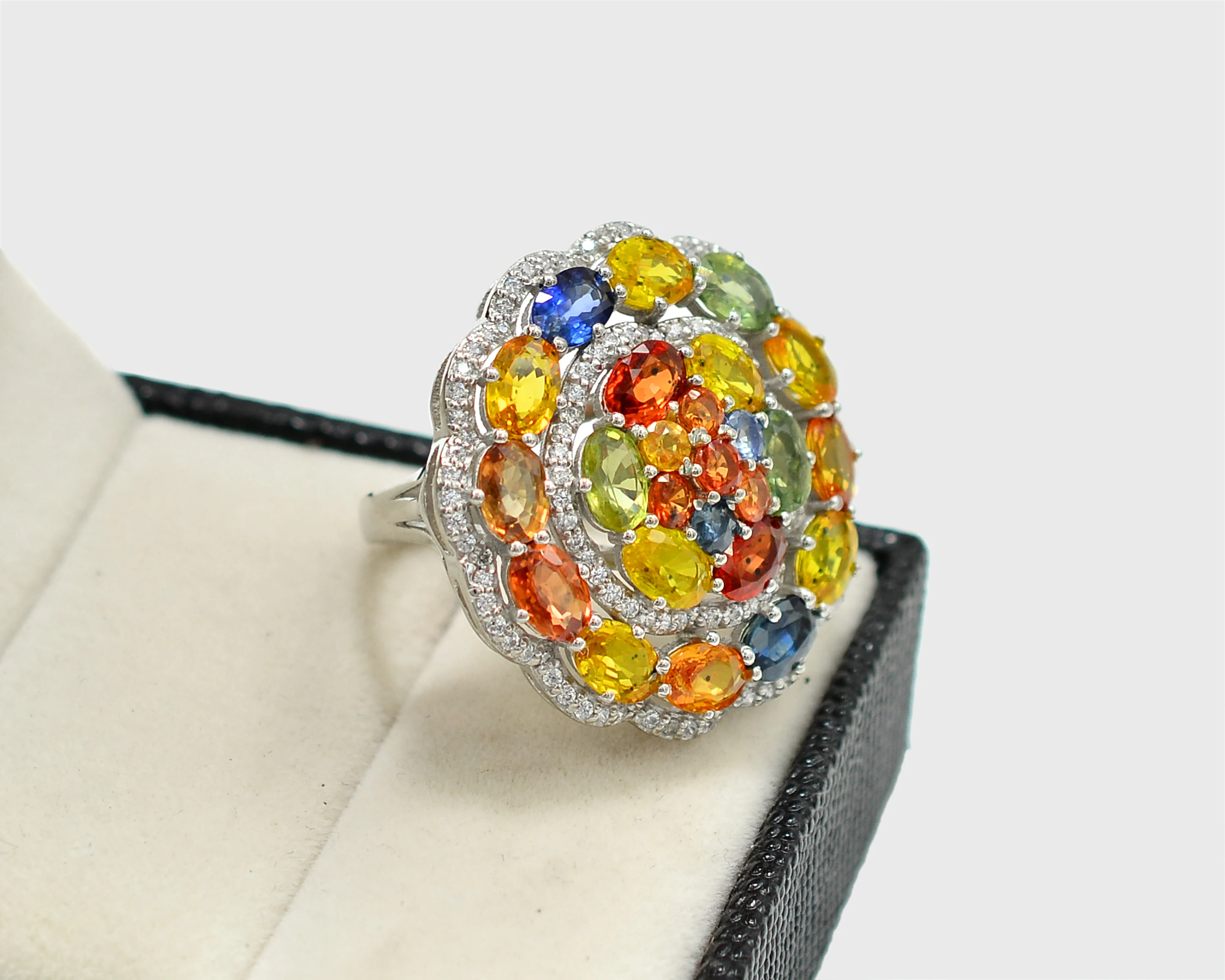 11.85 CTS Natural Multi Sapphire Women Ring Beautiful Art Deco Ring 925 Sterling Silver Women Ring Sapphire Jewelry Manufactures