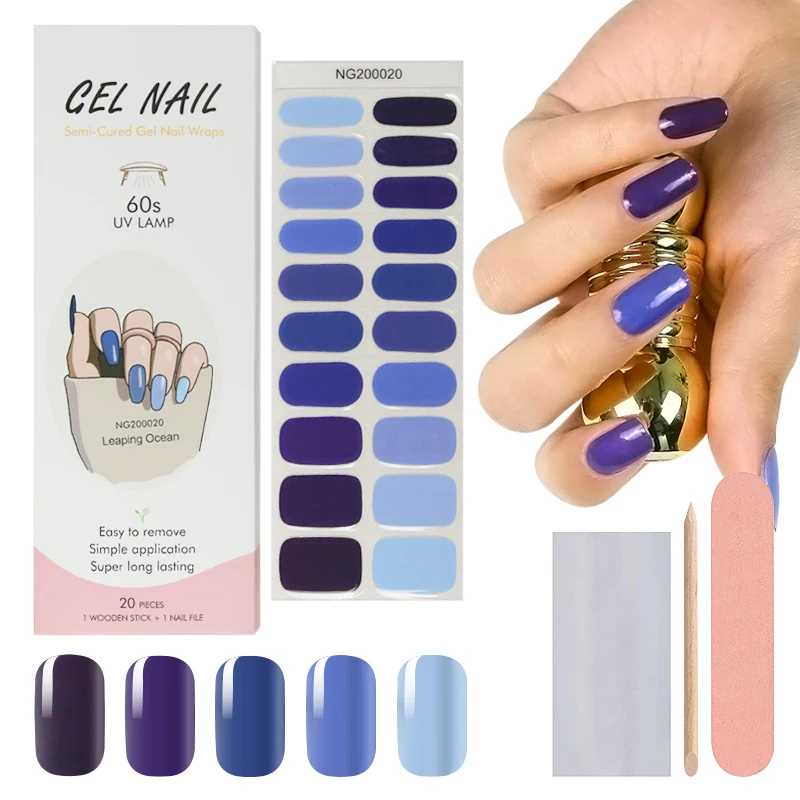 Custom Semi Cured Gel Nail Wraps Stickers with the Lamp to Cure UV Gel Nail Sticker