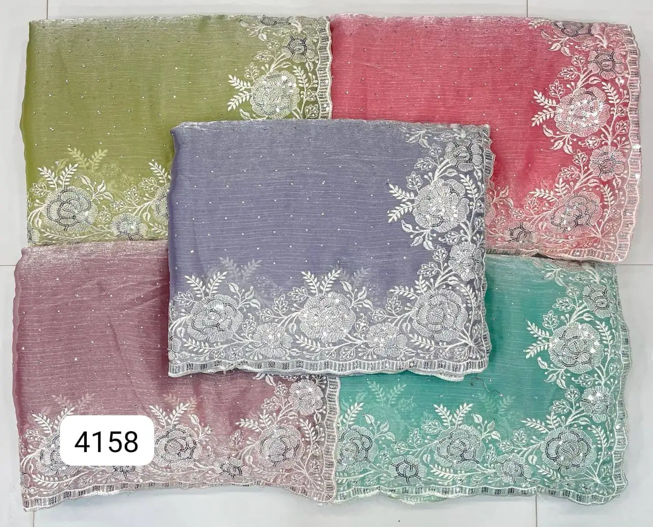 Elegant Soft Burburry Saree with Exquisite Lakhnavi and Embroidered Embellishments Indian & Pakistani Clothing