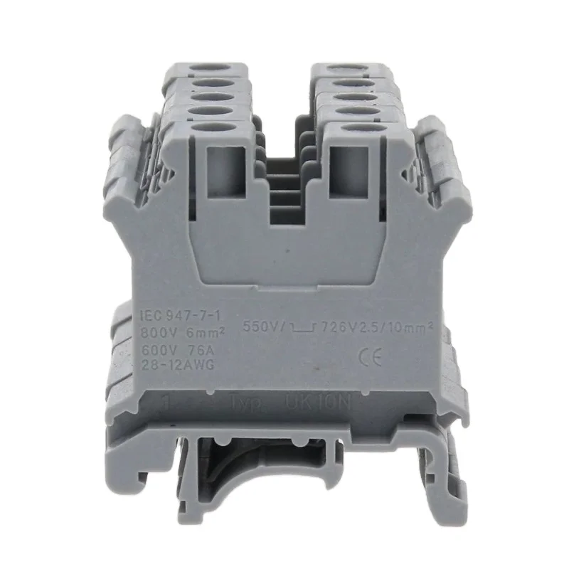 Высокое качество Пластиковые подключения клеммный блок UK-10N 76A 800V 0 5-10 медный провод клеммной